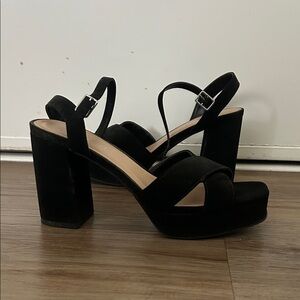 Soda Black Platform Heels